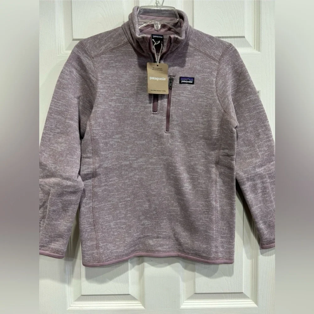 Patagonia Girls Large Better Sweater 1/4-Zip Stormy Mauve Quick-Dry Fleece NWT